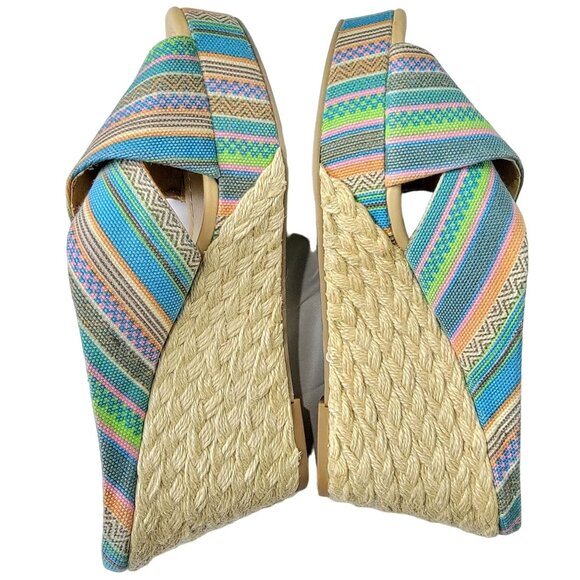 Colorful Wedge Sandals Women 8.5 Espadrille Shoes CL Laundry Bohemian 39 Spring - Picture 4 of 14